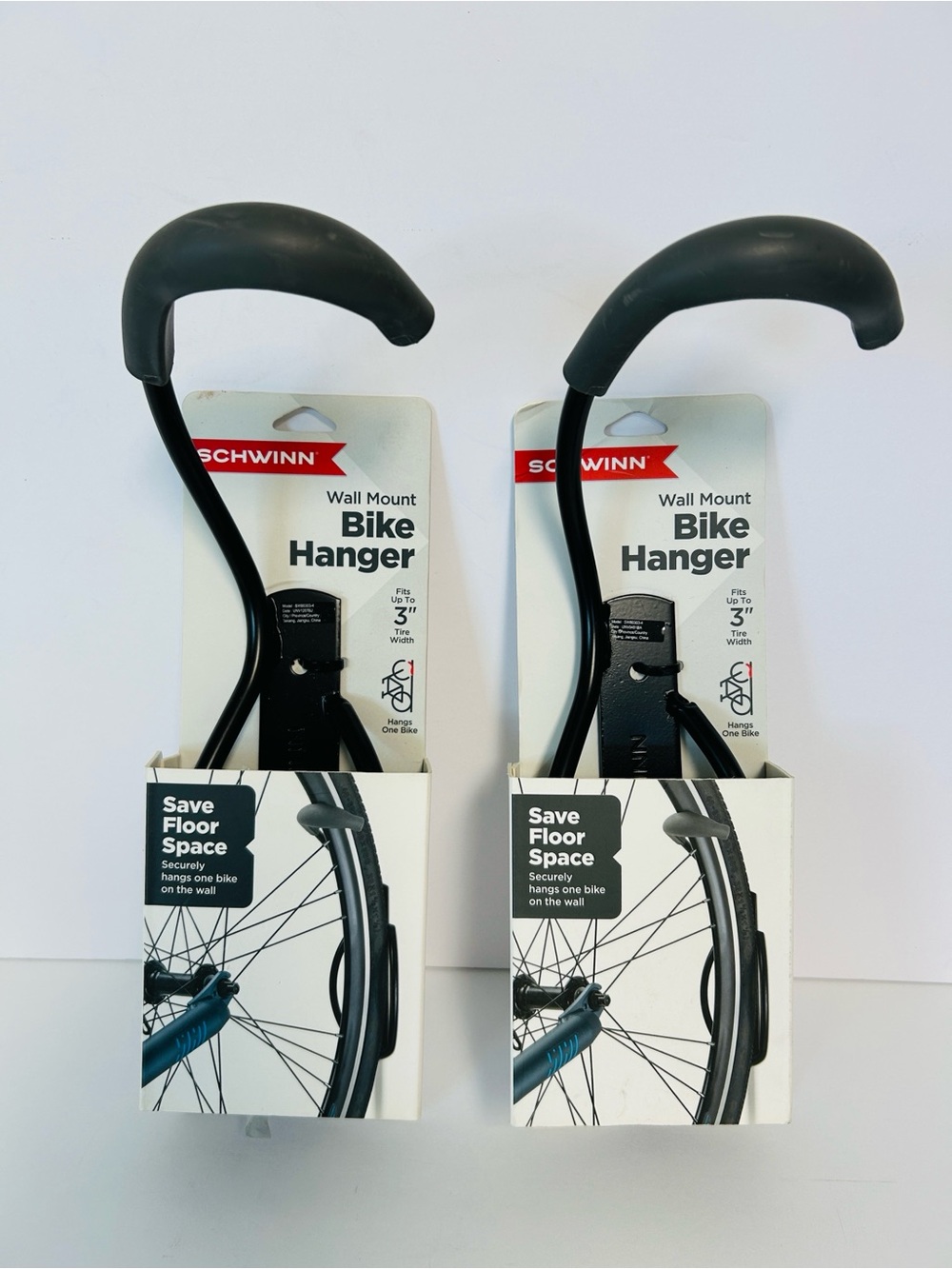 Schwinn NIB Set of 2 Unused Wall Mounted Bike Hangers Vertical Bike Storage